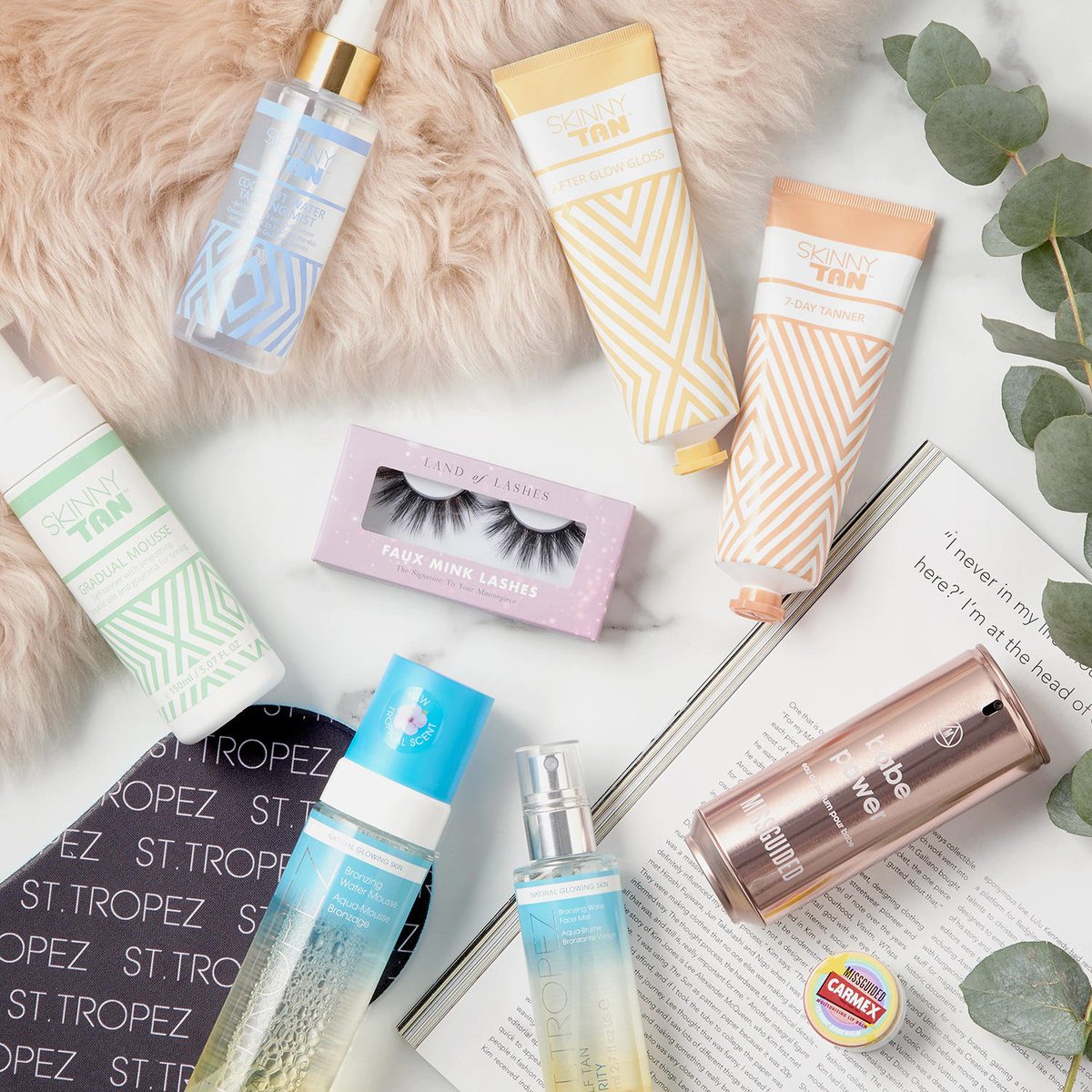Missguided's tweet photo. How to turn a sh*tty day great 💖FYI, you can officially shop @StTropezTan, @ILoveCarmex, @SkinnyTanHQ  and @landoflashesuk , all online now ✨ https://t.co/TebZoVgaUV