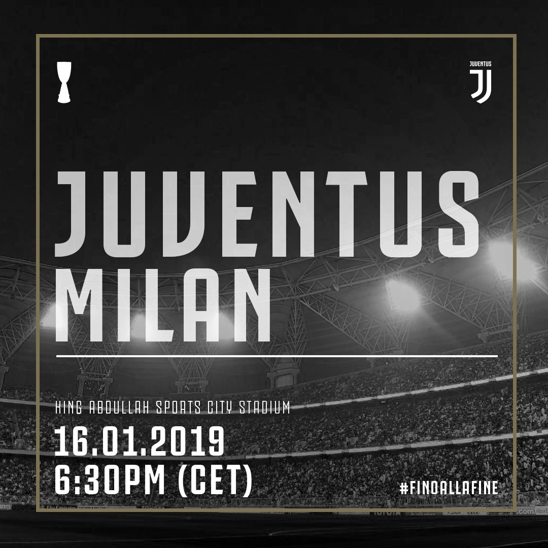 MATCHDAY 🏆
Alle 18.30 la Juve scende in campo per la #Supercoppa a Gedda!
FORZA BIANCONERI!
#JuveMilan