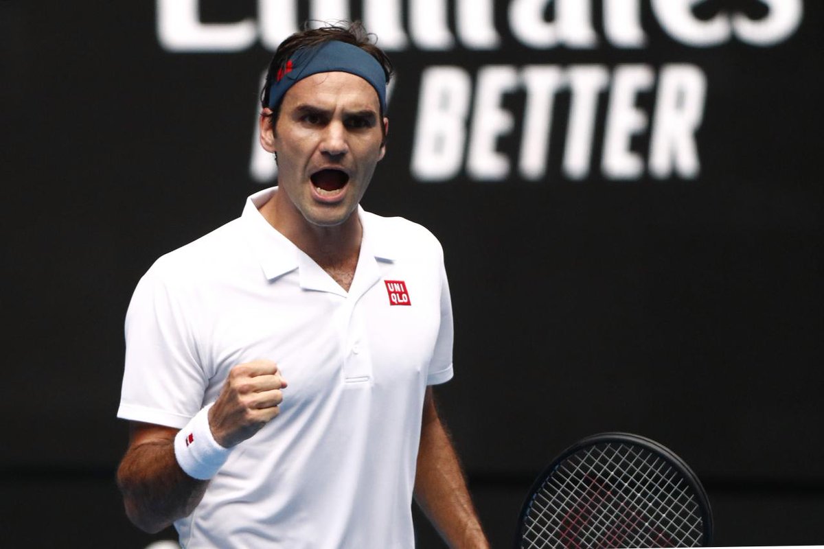 Federer, celebrando la victoria.