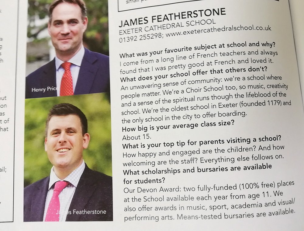 “An unwavering sense of community” - that’s ECS in a nutshell! Mr Featherstone writes for this month’s Exeter Living magazine @ExeterLiving #MeetTheHeadteacher https://t.co/P7BwTTZgER