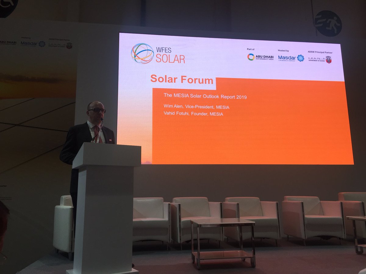 ENGIE_MESCAT's tweet photo. Wim Alen, Vice President of @MiddleEastSolar discussing the growth and future of Solar energy in the region @ENGIEgroup is part of the #EnergyTransition @WFES #SolarPower #MESIA #PositiveEnergyPartner #SolarOutlookReport2019 @ENGIE_MESCAT https://t.co/0m6nOlFqLX