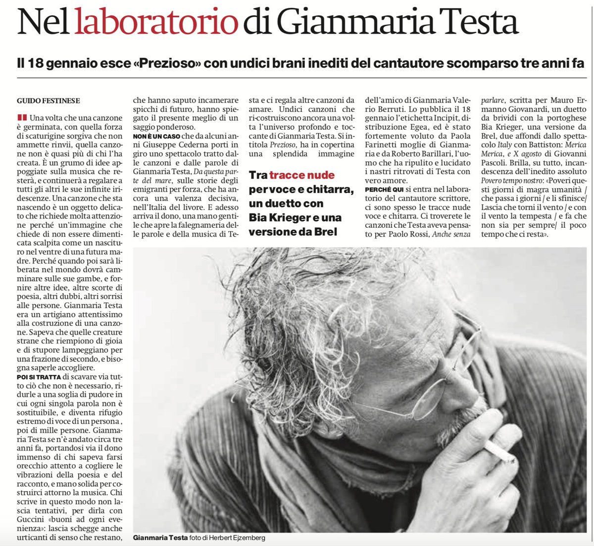 #GuidoFestinese a proposito di #Prezioso. Ieri su <a href="/ilmanifesto/">il manifesto</a> 
#IllaboratoriodiGianmariaTesta #Inediti