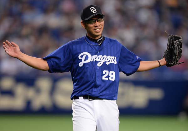 中日ドラゴンズ　山井大介29 プロモデルユニフォーム 中日 2014 サードユニフォーム 「燃竜（もえドラ）2014」 #山井大介