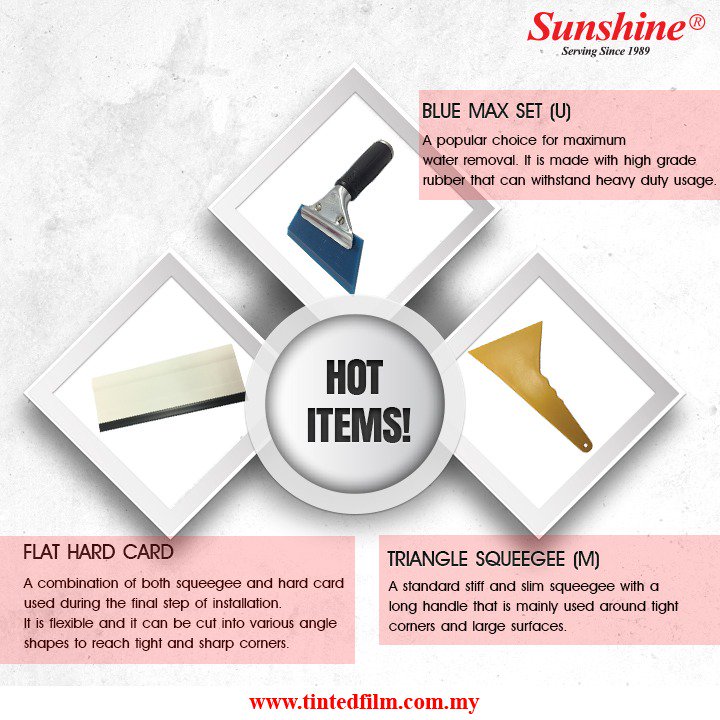 SSWindowFilm's tweet image. There are many types of installation tools for window tints. We are here to help! Here are our hot items that our clients love! Different tools have its own purpose. To see a variety of tools that we offer, visit bit.ly/2NUbOWq.
Start you DIY project today!

#diy #tools