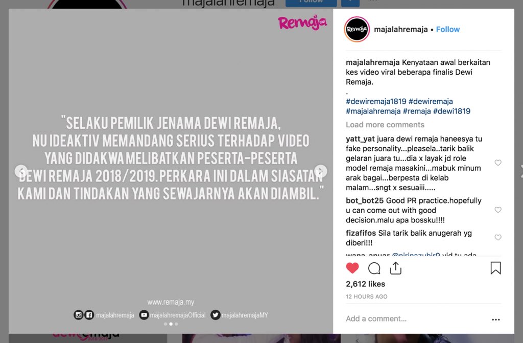 Adam On Twitter Majalah Remaja Pertimbang Tarik Semula Kejuaraan Haneesya Hanee Selepas Video Gadis Bawah Umur Ini Meneguk Minuman Keras Tular Di Media Sosial Majalah Remaja Adalah Milik Karangkraf Sekiranya Tindakan