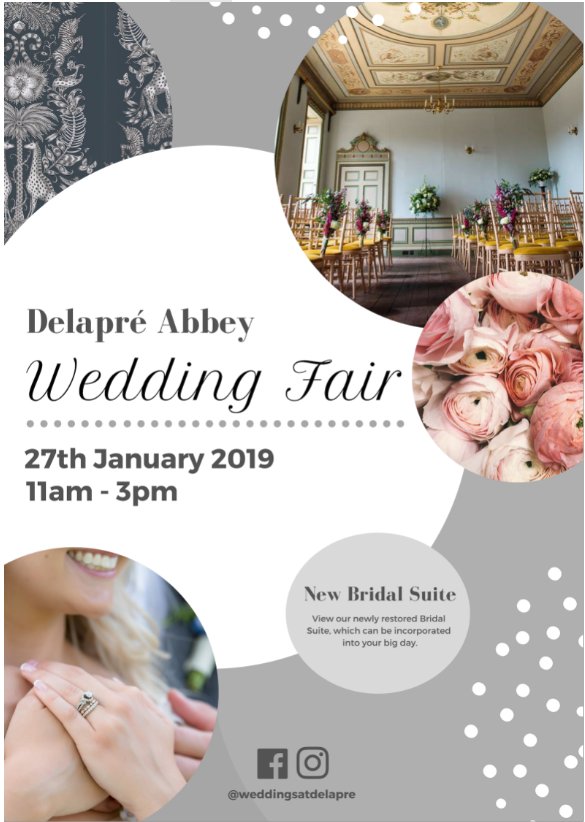 First Event of the new year - catch us at Delapre Abbey Wedding Fayre on 27th January -pop along to discuss your Prosecco requirements for 2019!