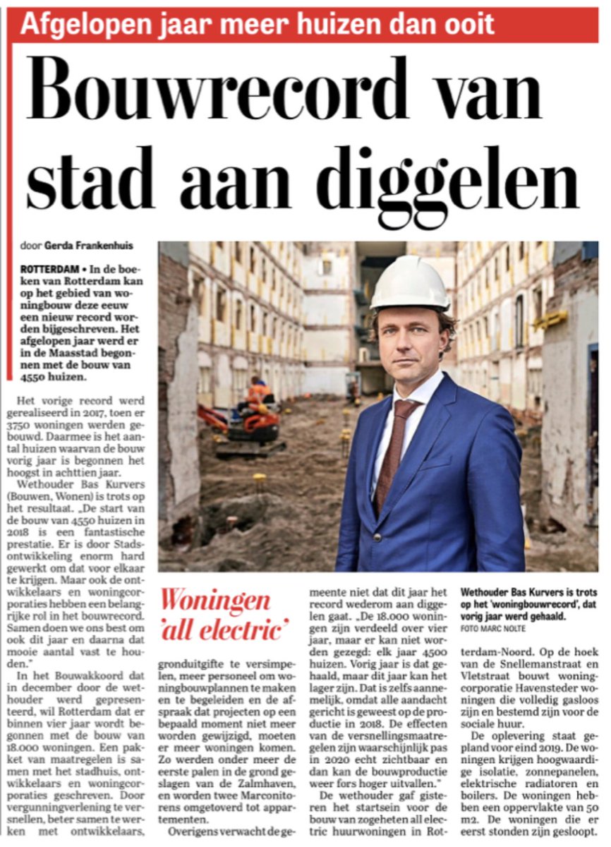VVDRotterdam's tweet photo. Woningzoekers opgelet! Onze wethouder Bas 'de Bouwer' Kurvers heeft het Rotterdamse bouwrecord verbroken: in 2018 is er een begin gemaakt met het bouwen van 4550 woningen💪🏠🏗 SPOILERALERT: dit is pas het begin😏 Lees hier meer👇 https://t.co/8EEWHEJMiG