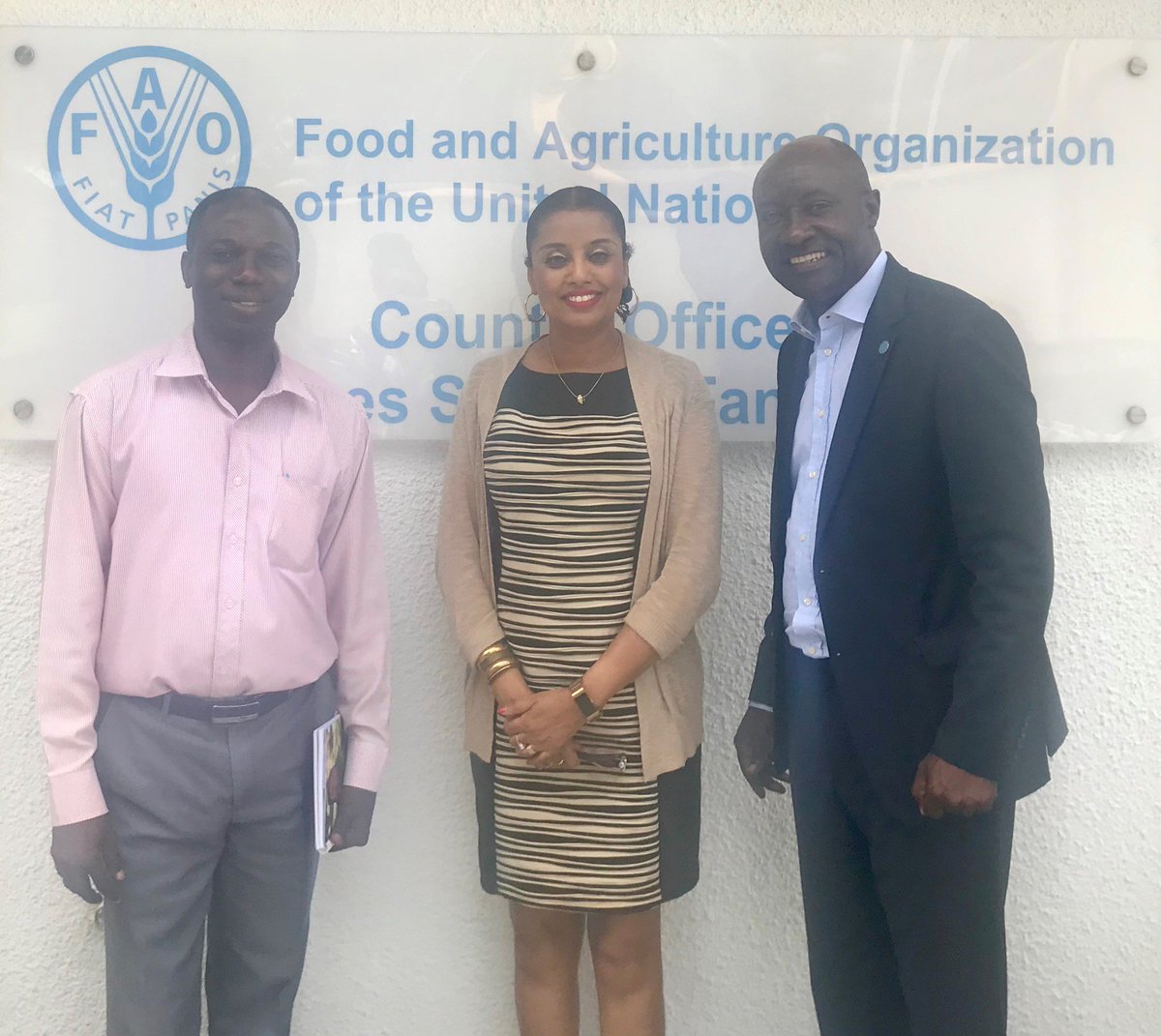 FAOTanzania's tweet photo. Earlier today, @WHO Representative in TZ, Dr.Tigest Katsela, paid a courtesy call at our office &amp;met with FAO Rep @FKafeero &amp; ECTAD team leader Mr.Fasina @fofasina. Fruitful discussions on FAO’s work &amp; areas of current and future collaboration between FAO &amp; WHO were held

#FAOTZ https://t.co/zwtjOYLc2S