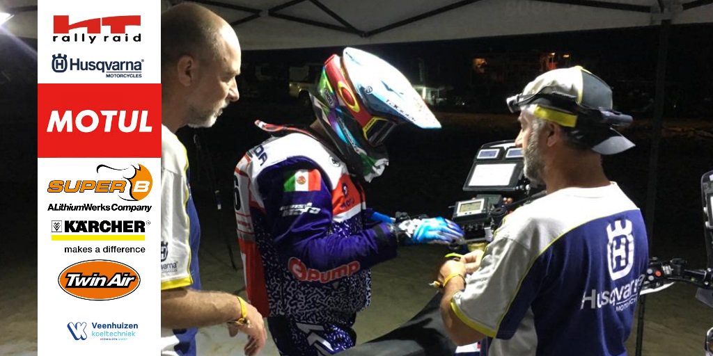 HusqvarnaHT's tweet photo. first riders are out of the bivouac 
Mass start today 6:30 local Paul will start the stage #Dakar2019 https://t.co/2lVh81DHSc