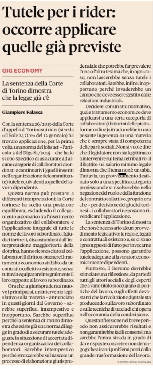 Rider: una nuova legge sarebbe superflua, intempestiva e inopportuna. Le regole esistono (e funzionano). 
Lasciamo spazio ai giudici e alle relazioni industriali di applicarle. 

lavoroeimpresa.eu/rider-una-nuov…