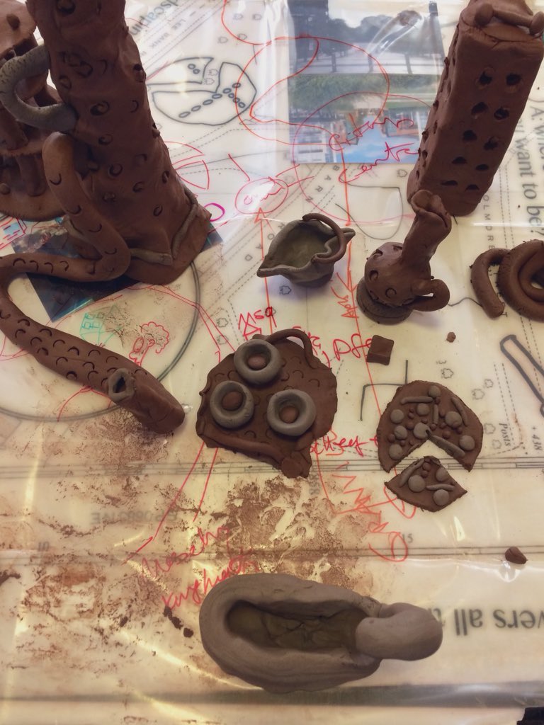 some super images from <a href="/clairemhickey/">Claire Hickey</a> workshop last week // clay and conversation at coffee morning / part of <a href="/re_connections/">Re:connections</a> dialogues with @JRPeevers // building layers upon layers of #leebank #birmingham