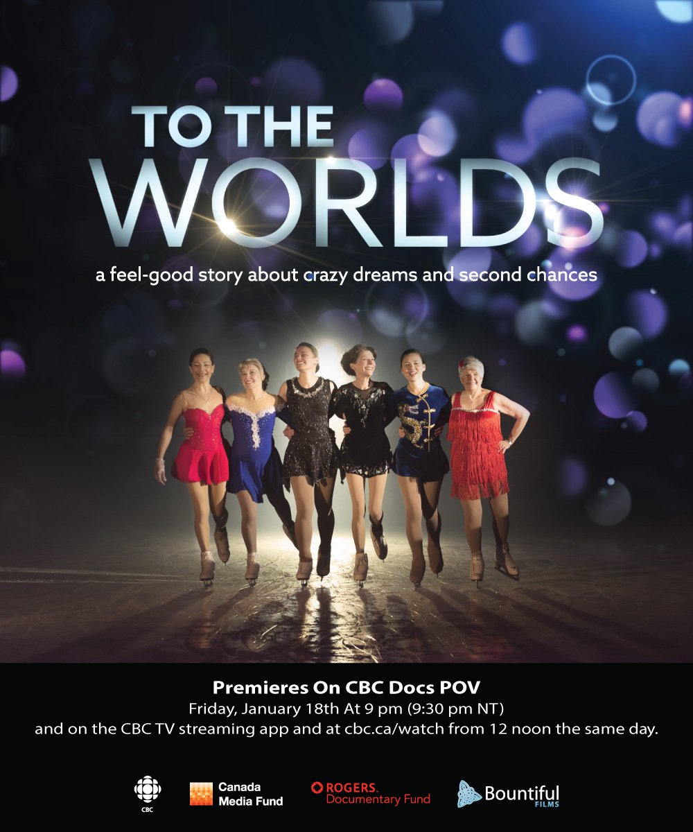 BountifulFilms's tweet photo. On @cbcthecurrent this morning: #TotheWorlds, a feel-good documentary about a troupe of 46-77 year old female figure skaters pursuing their dreams and fulfilling their deepest ambitions. This is one @cbcdocs you won't want to miss! #cbcdocspov https://t.co/dWZFojAblS