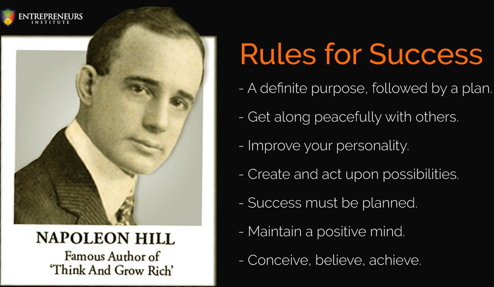 eiupdates's tweet image. Rules for #Success by #NapoleanHill

#WednesdayWisdom