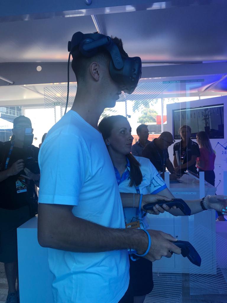 Infosys's tweet photo. Infosys brand ambassador @TKokkinakis visits the #VR #Fanzone @AustralianOpen https://t.co/YJLyAocQZ0 #AusOpen #AusOpenWithInfosys https://t.co/rOAS2Vefh3