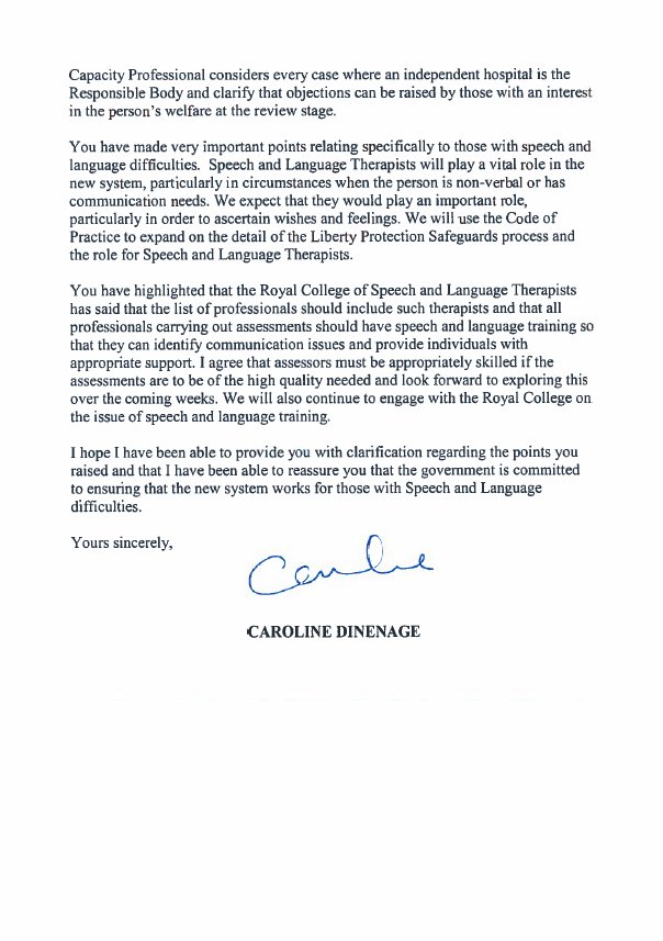Good progress on the Mental Capacity (Amendment) Bill. Speech and language therapists must be involved in mental capacity assessments so people with communication needs get the support/protection they deserve. More to be done but good to see the minister taking this seriously