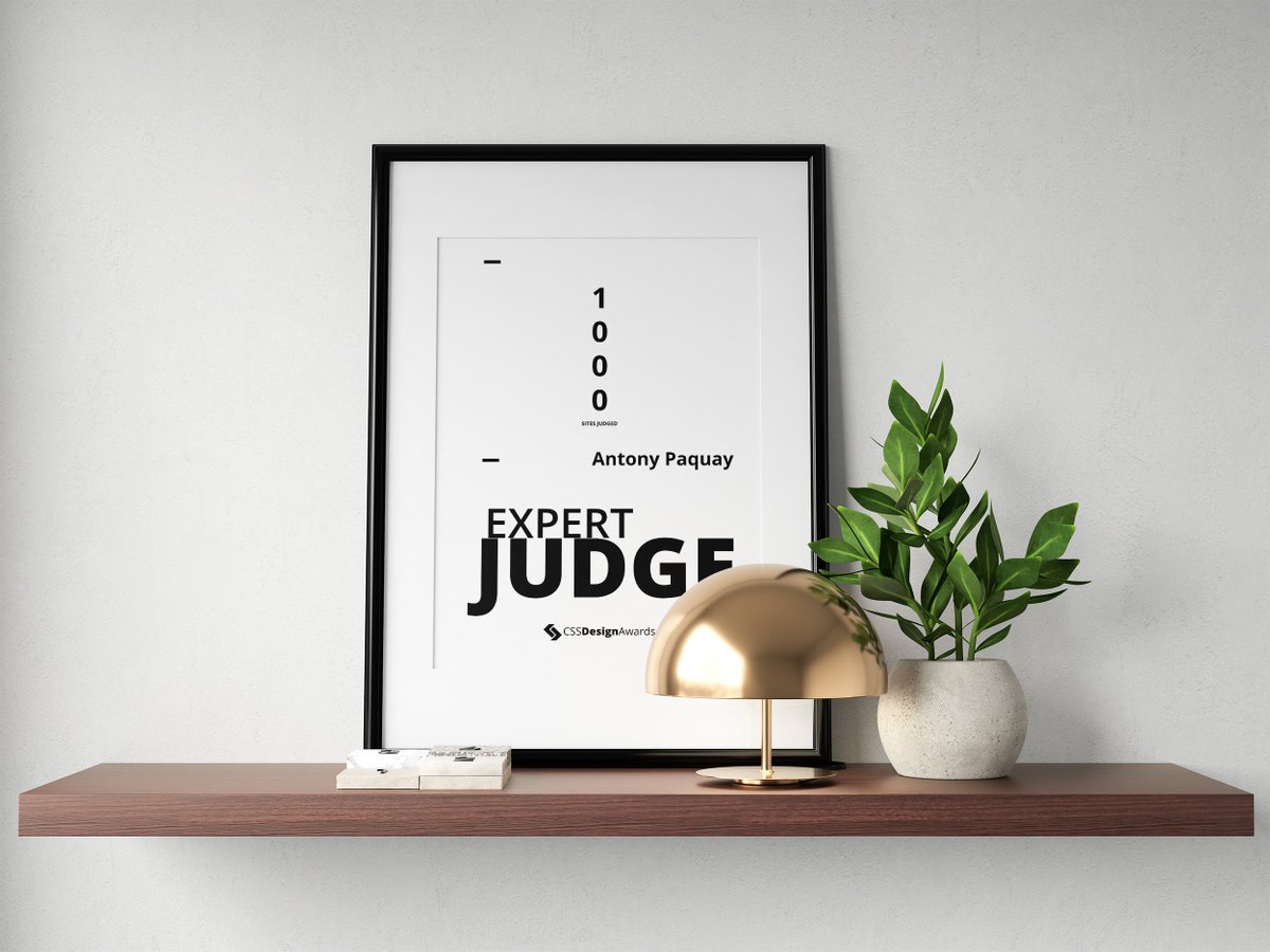 Proud to be part of the CSSDA jury and now certified as an Expert. Thx <a href="/cssdesignawards/">CSS Design Awards</a> #Ux #Ui #jpanel #webdesign #development