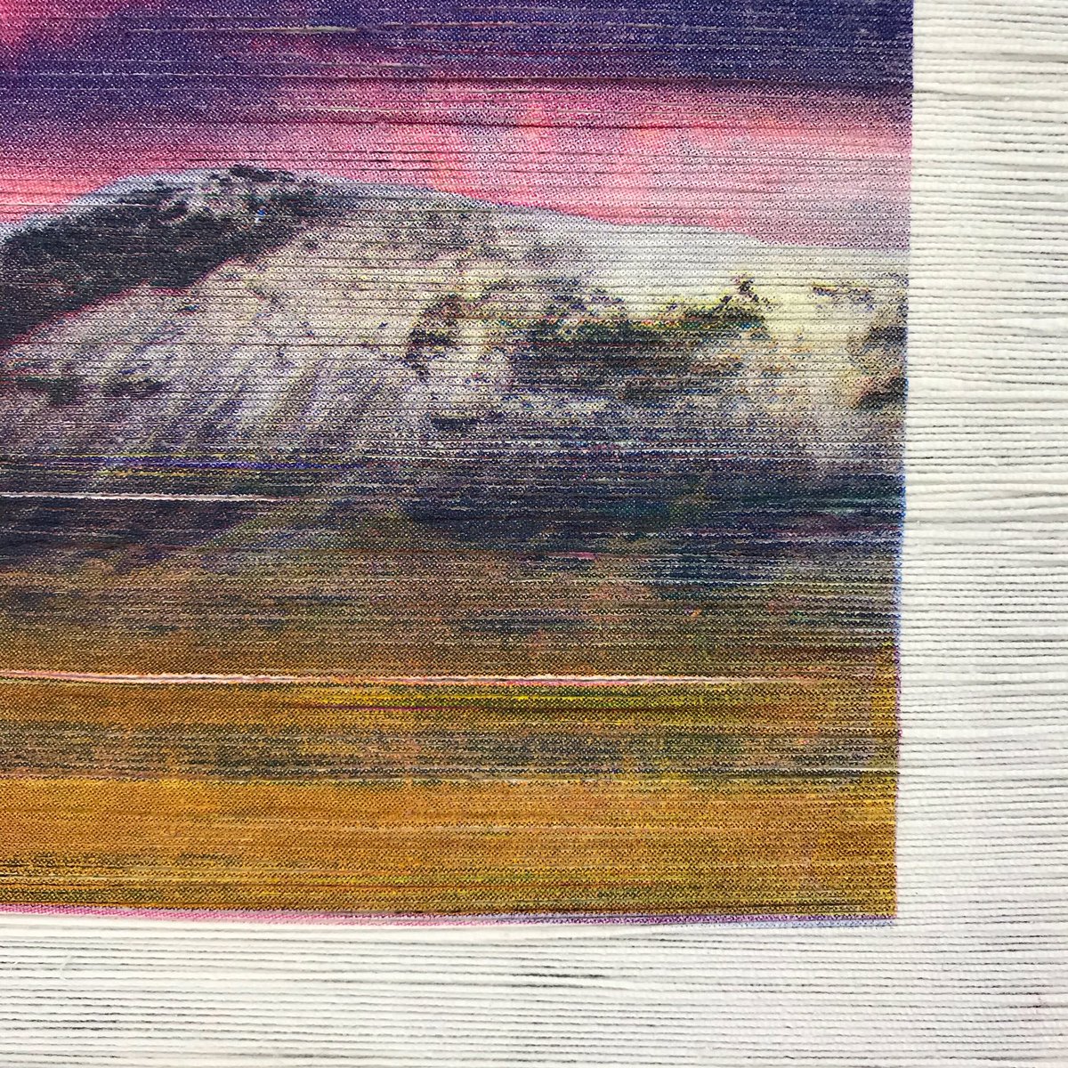 elliesher's tweet photo. Corner details of an Icelandic Sunset ◾️
A long 13 hour day in the studio made better with these bright colours!
#screenprinting #landscape #iceland #contemporaryart #threadinstallation https://t.co/7CYMXb8E2s