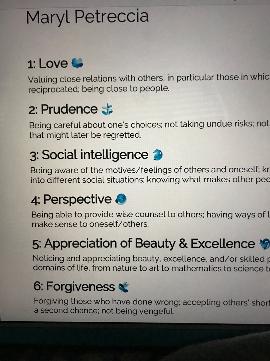 MarylGladstone's tweet photo. Main character strengths...wanted to share! #joyexpert #knowthyself https://t.co/2hzYGQOTPj