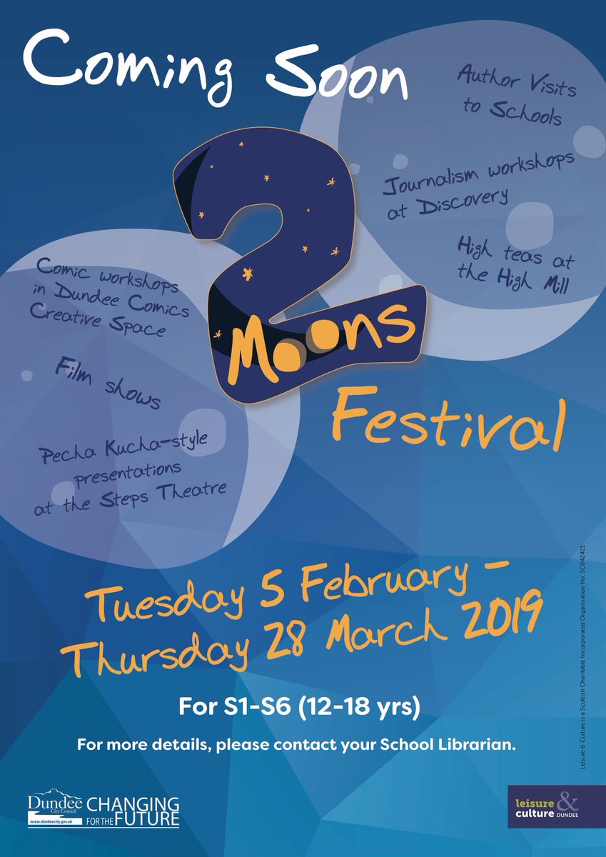 Had a brilliant day filming short interviews with staff and pupils <a href="/SidlawViewPS/">Sidlaw View PS</a> and <a href="/harrisacdundee/">Harris Academy</a> for the forthcoming 2 Moons Festival which is held throughout Dundee in February &amp; March :)📚🎥