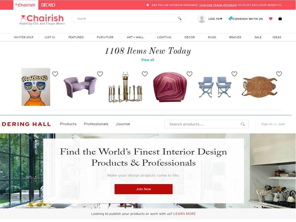 Chairish acquires curated shopping resource Dering Hall, making it the largest online platform for high-end home furnishings in the U.S. hubs.ly/H0gbTGy0

<a href="/chairishco/">Chairish</a>  <a href="/DeringHall/">Dering Hall</a>