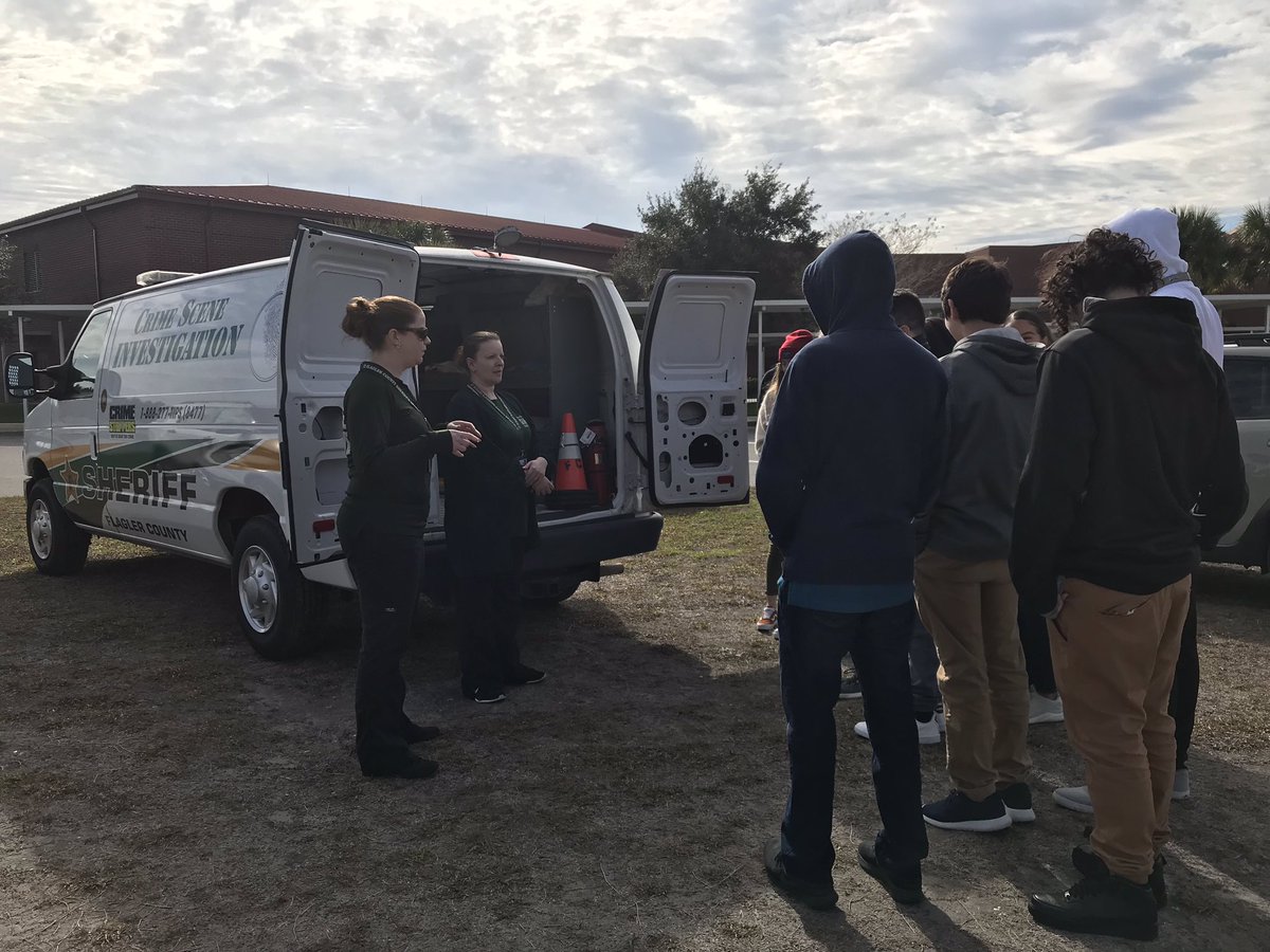 Many thanks to CSI’s Laura McKinlay &amp; Lainie Rittenour from FCSO CSI for sharing your experiences and what it takes to be a Crime Scene Investigator w/ our Law &amp; Justice Students!  #Classroom2Careers <a href="/JeffReaves1/">Jeff_Reaves</a> <a href="/jrtager/">James Tager</a> <a href="/CteMatanzas/">Matanzas CTE</a> <a href="/FlaglerCTE/">Flagler Schools CTE</a> <a href="/jossler53/">Jeremy Ossler</a> <a href="/FlaglerSheriff/">Flagler County Sheriff’s Office</a>