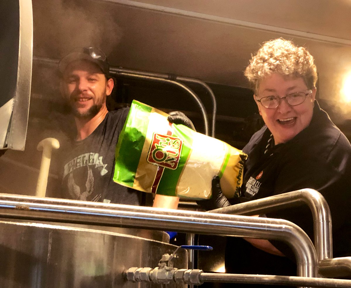 Witchshatbrew's tweet photo. Collab day!! Our friends @Listermann made the trek up from Cincinnati to help us brew a massive barrel aged imperial cashew brown ale! What type of barrels should we lay this down in??? #friends #collaboration #MIbeer #OHbeer #OHnuts #BrewItOrLoseIt https://t.co/X65ujQFx4j