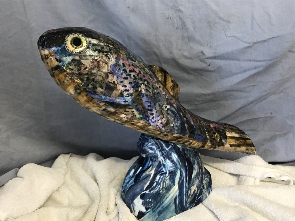 PineHillNotes's tweet photo. My 'cod' for #Catchoftheday fundraiser for @thefishmish. Recycled silks & papers printed, with rusted gear donated by fishermen I met in 2018! Dyed with various natural materials.
@KirstM83 @tweetTimHubbard @CarolineCleave @cas_holmes @ian_jepson @westdeancollege #FDAD https://t.co/kld6eycWHx