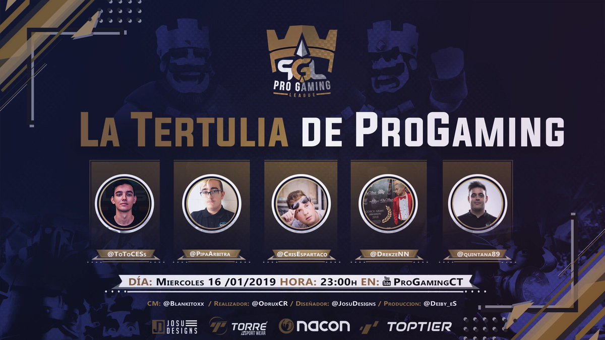 🗣”La Tertulia de ProGaming”

📆16/1
⏰23:00

Hoy tenéis una nueva cita con nuestros invitados:

<a href="/ToToCESs/">ToToCESs</a> 
<a href="/PipaArbitra/">PipaArbitra💙💙💙</a> 
<a href="/DrekzeNN/">Iarek Hoffmann</a> 
<a href="/quintana89/">Javi Quintana</a> 

¿Qué preguntas les haríais?👀

¡Comentadlas!¡Las mejores se las realizaremos durante el directo!🤓

📹 youtube.com/progamingct