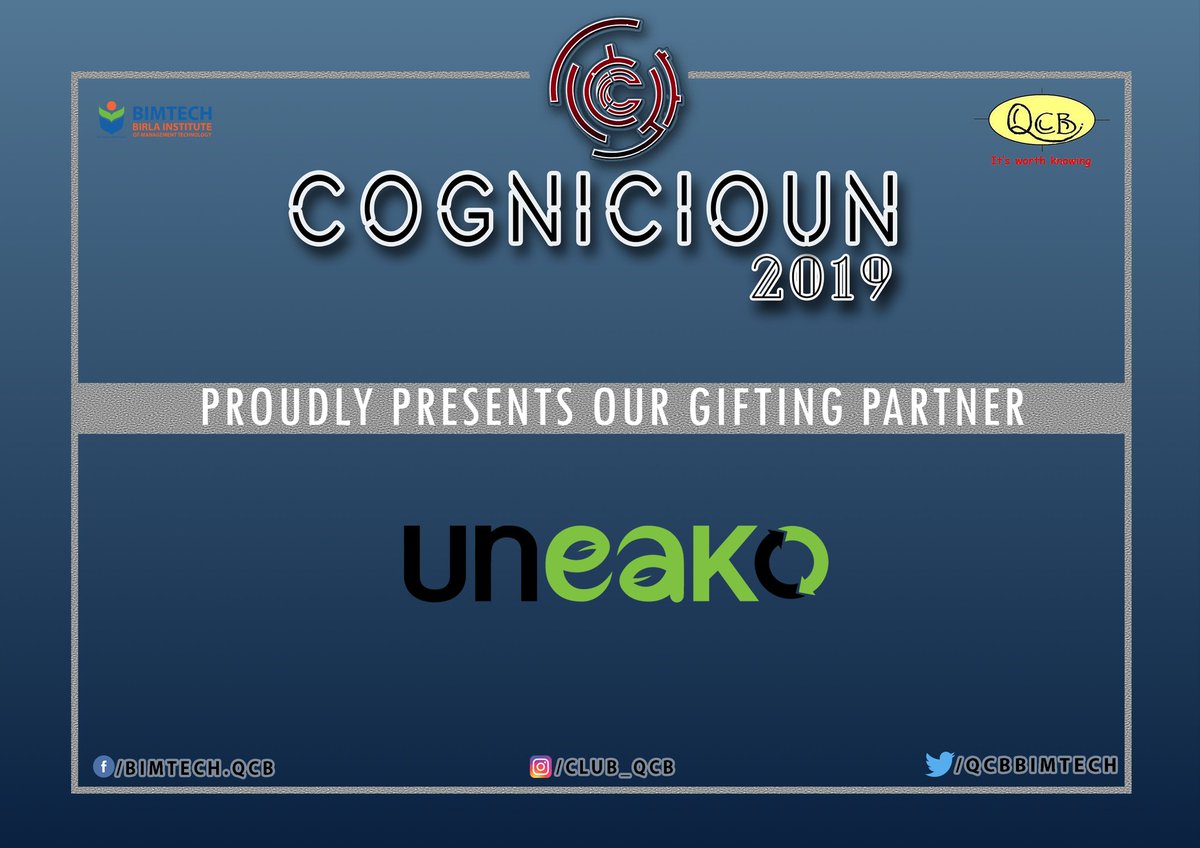 QcbBimtech's tweet photo. We are proud to present our gifting partner Uneako.Go through their website to know more about replacing plastic products with eco friendly ones as they do it very easily!
https://t.co/eXjy2WN0Y1
#cognicioun2k19 #excitingprizes #Sabsebadaquiz #Bequrious #QCB #BIMTECHNoida https://t.co/gfhsBzE8dW