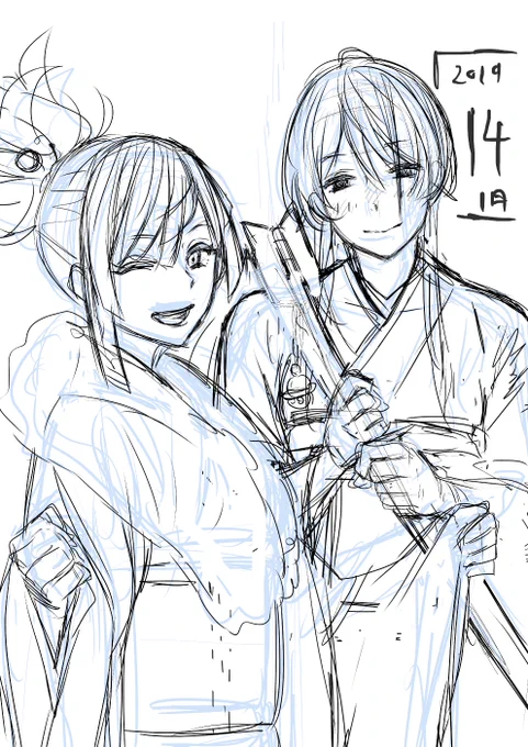 今週はイラスト更新となっています。ご覧頂いた方、ありがとうございました!
たまってきたので原稿の製作過程を。
1枚目。効率を求めて、カラー絵の下書きは最近デジタルにしています。
2枚目。墨一色っぽくなるように、黒と灰色の絵の具で描いてます。
4枚目は描いてて楽しかったです。 