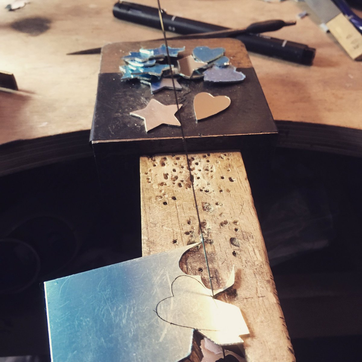 Lots of ⭐️&amp;❤️! Each piece is drawn on to silver sheet, hand cut and filed, sanded and polished by hand, hammered and repolished, before becoming earrings &amp; pendants. They take a lot longer than you might think! But doing it this way means each one is unique. #madebyhand