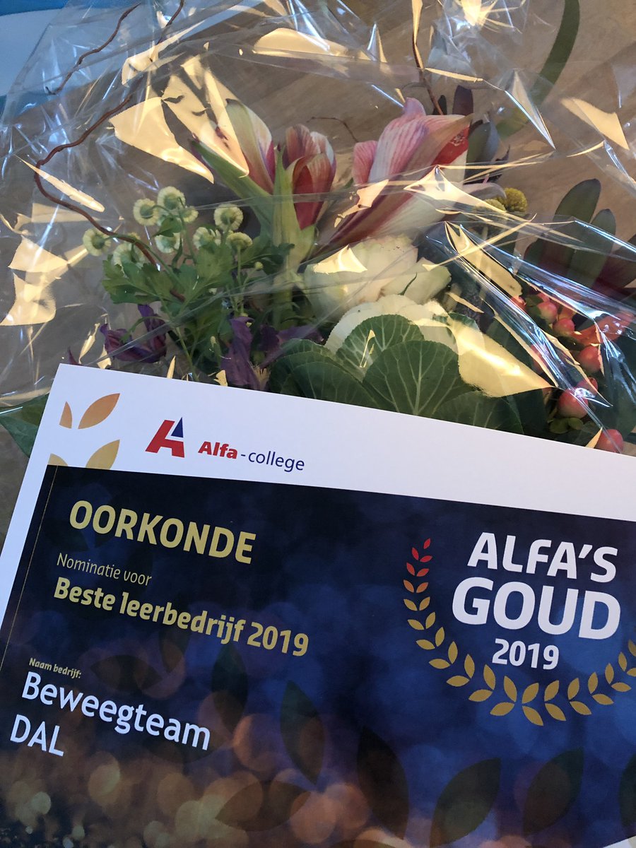 MirjamBerghuis's tweet photo. Genomineerd voor beste leerbedrijf Alfa’s Goud 2019 Sport &amp; Bewegen, helaas niet gewonnen maar #trots op de nominatie samen met @HuisvoordeSport @SOOMarenland en @Noordkwartier https://t.co/imF1FixToL