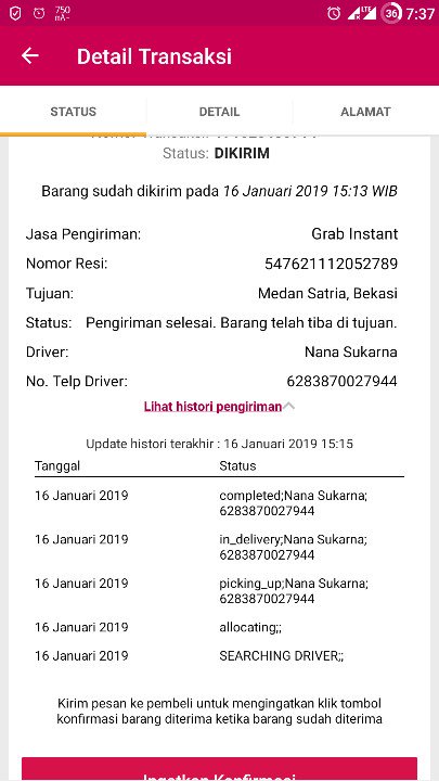 aPeN_Jr's tweet photo. @GrabID Tolong ditindak driver ini tidak melakukan pickup tp menyelesaikan pengiriman. Dan tidak ada itikad baik untuk melakukan pengiriman dgn status trselesaikan. https://t.co/iePMW2NV93