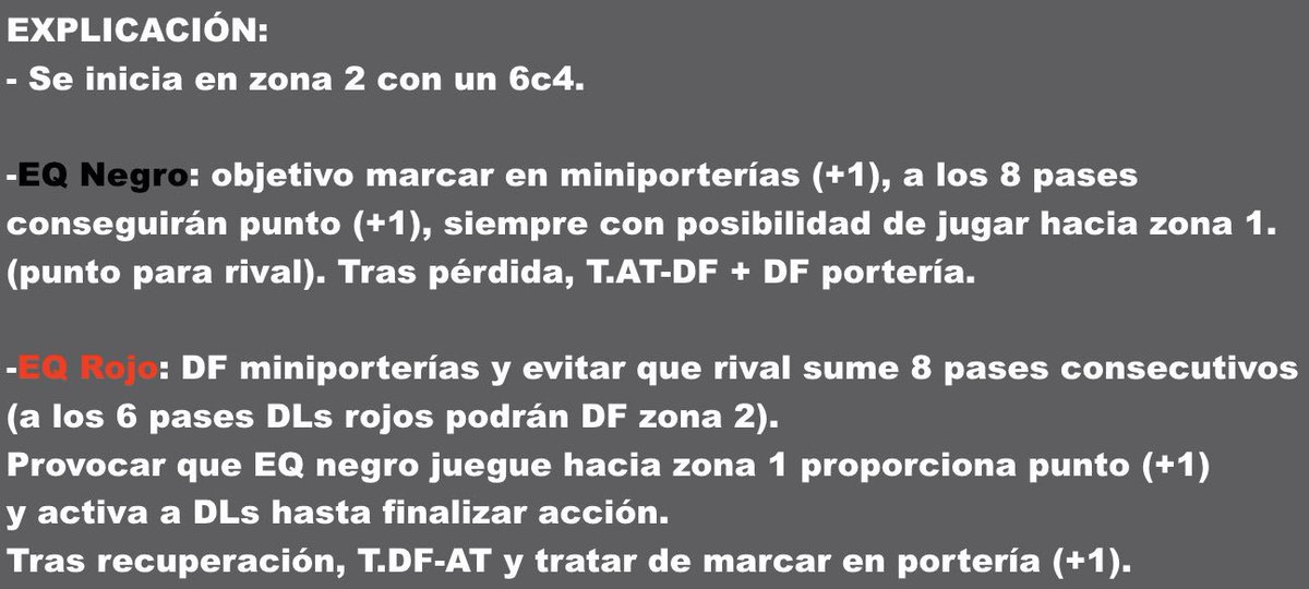 Propuesta TAREA ENT. MESO focalizando comportamientos de centrocampistas (perfiles 6, 8 y 10 en rombo).  

Posibilidad de priorizar atenciones:

⚫️ Aprovechar ventajas (num/pos) tras batir 1ª presión de DLs rivales. 

🔴 Sobreponerse posicionalmente ante desventajas numéricas.