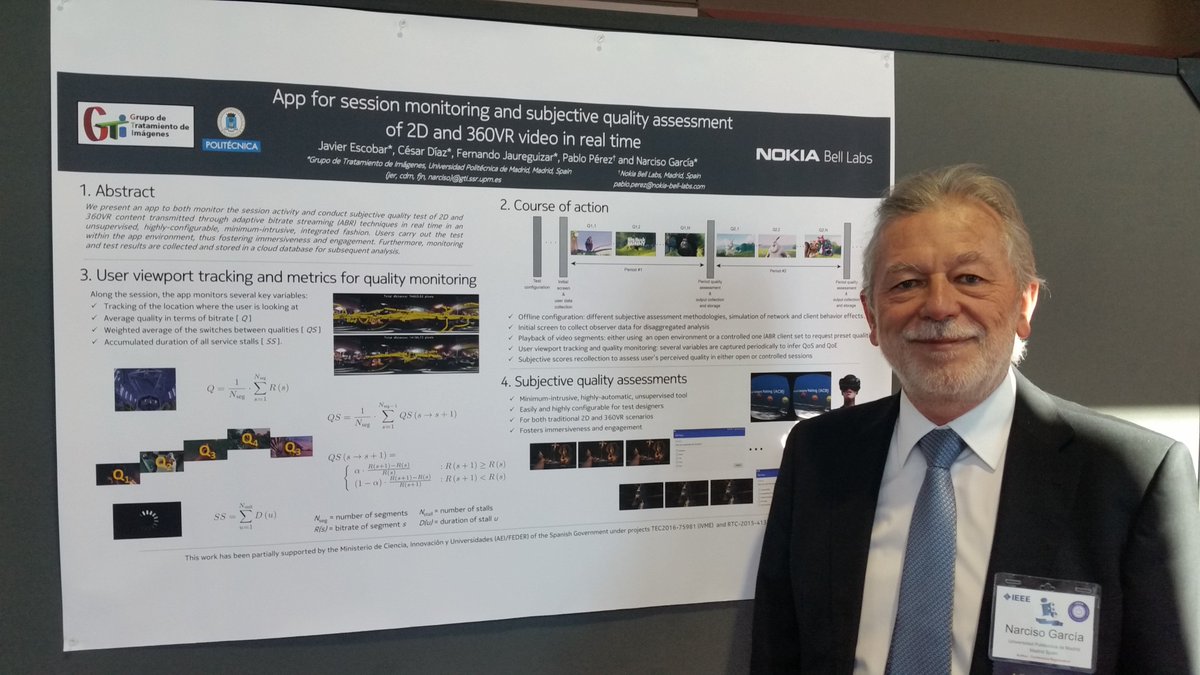 GTI_Dem3DTV's tweet photo. The @GTI_Dem3DTV @telecoupm @La_UPM , presented the contribution "App for session #monitoring and #subjectivequality assessment of #2D and #360VR #video in real time" at #icce2019 #ProjectIVME and @movise_retos @BellLabs @zerepolbap @jjruiz0101 https://t.co/4FT4oODwd4 https://t.co/VUINbFwdGl