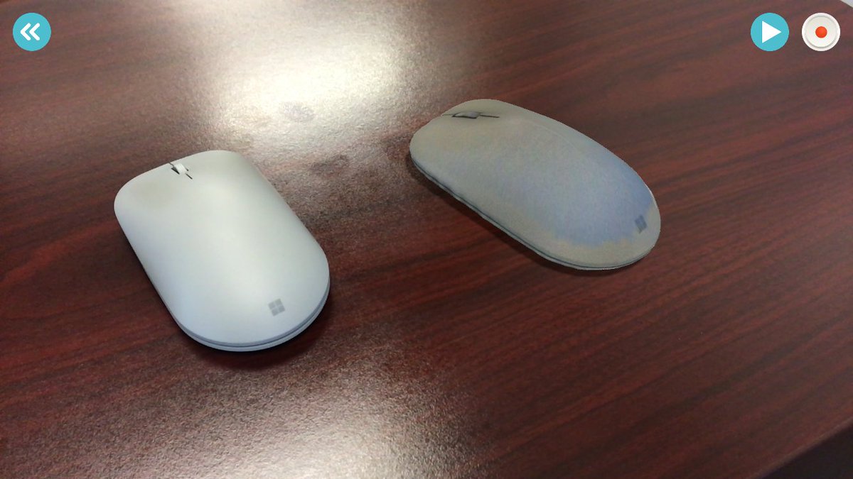 walteredavisjr's tweet photo. Real @Microsoft #ModernMouse next to a scanned one I did using an iOS scanning app. Really impressed by the progress that has been made on mobile #AR scanning apps. @QloneApp #AugmentedReality https://t.co/oZ1z8cZAo2