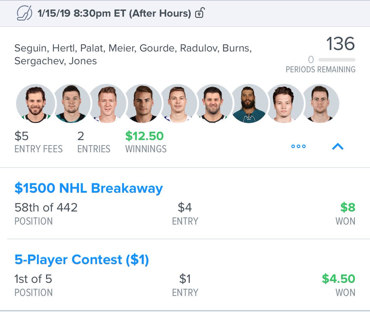 o_cowboys24's tweet photo. Shout at @_FantasySupreme for NHL last night!! #Winning #SupremeBots https://t.co/72OVF4LpGz