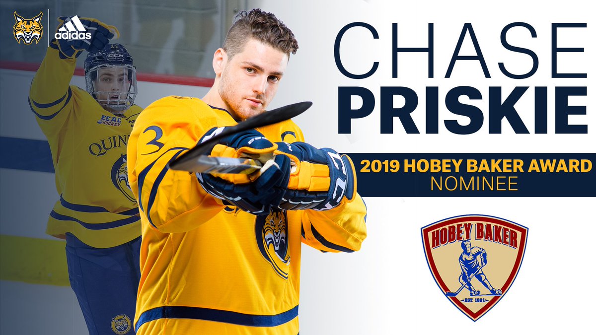 QU_MIH's tweet photo. Chase Priskie has been nominated for the 2019 Hobey Baker Award! The fan vote kicks off today and runs through March 10!

READ ➡️ https://t.co/P0FY2rMpL6
VOTE ➡️ https://t.co/BZyhzcZ1h5

#ChaseTheHobey | #BobcatNation https://t.co/Bp3S8vtZZt