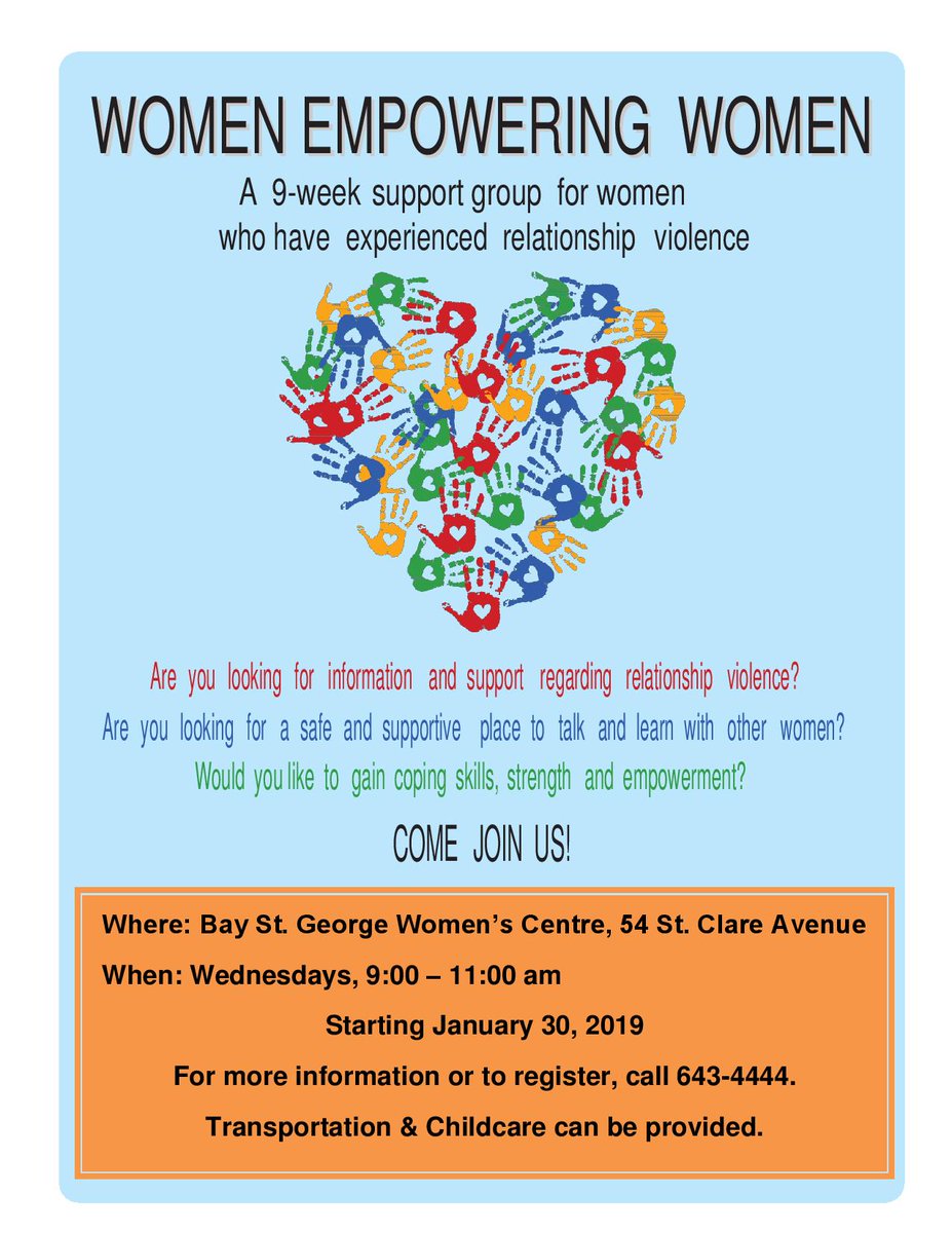Women Empowering Women support group starts Jan 30th! @cbccornerbrook <a href="/570VOCM/">VOCM - West Coast NL</a> <a href="/1039KRock/">K-Rock 103.9 FM</a> <a href="/WS_FrankGale/">Frank Gale</a> @CHANNAL_NL @violence621 <a href="/JohnMichaelFinn/">John Finn</a> <a href="/ScottReidLib_NL/">Scott Reid</a> <a href="/Gudie/">Gudie Hutchings</a> @WesternHealthNL @CNA_BSG <a href="/CYNSouthwestern/">CYN Southwestern</a>