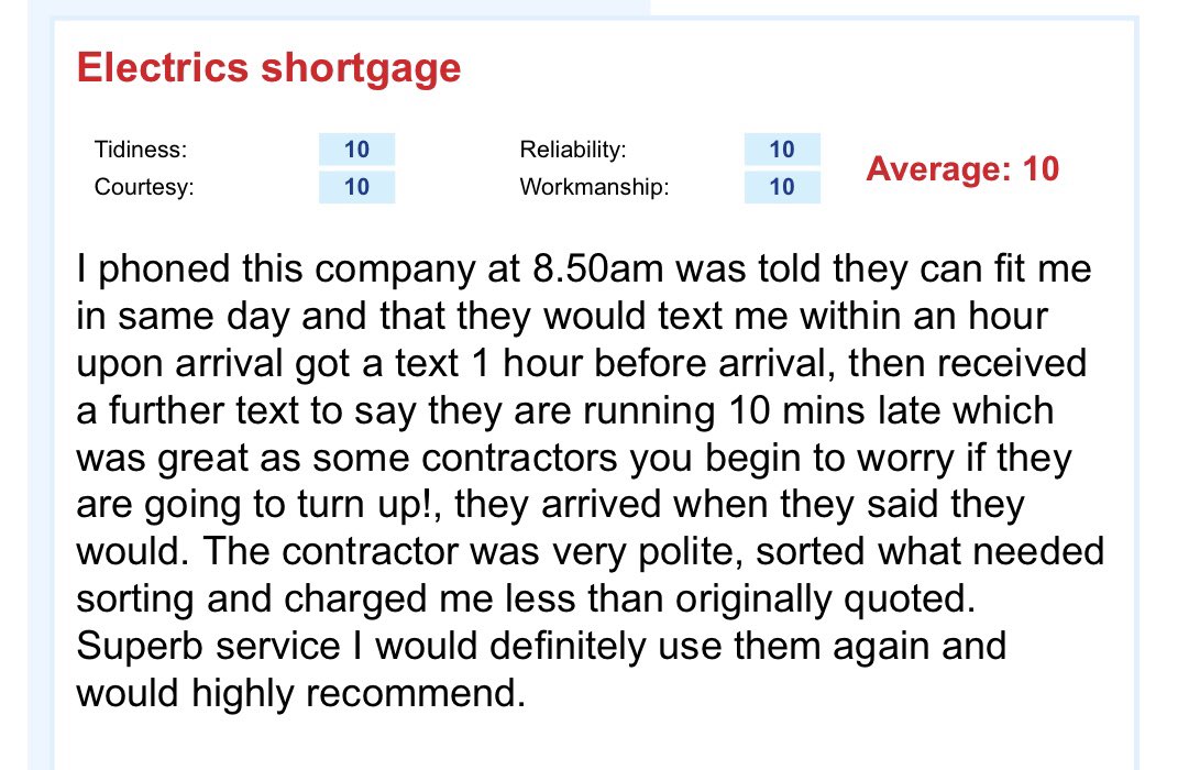 TH_Elec's tweet photo. New feedback published 👏🏼 @Checkatrade https://t.co/3yjIEr6m2h