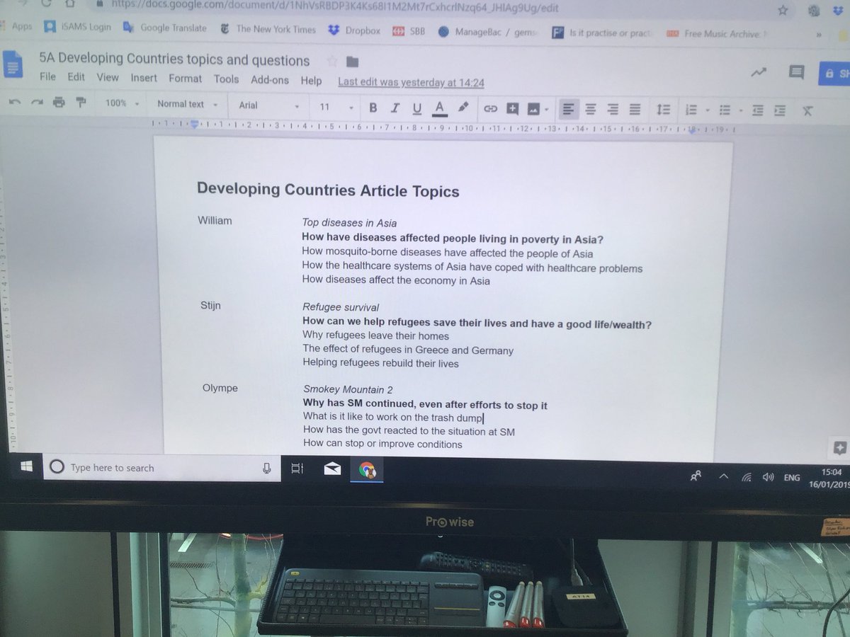 Today we started doing our developing countries articles!