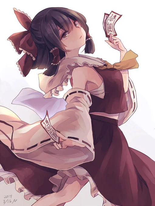 霊夢 #深夜の真剣お絵描き60分一本勝負 +20分くらい 