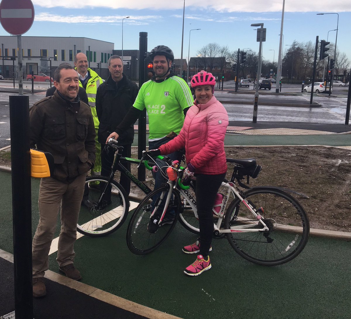 peter_haymes's tweet photo. Just been to the successful grand opening of the latest Bee Network infrastructure investment in Wigan, the sun even shone its approval on a  rainy day! @Chris_Boardman @JoyLummis  @martinkeyBC  @kirsty_mccb @WiganCouncil 🐝 🚲 🚶‍♂️ https://t.co/teGmUwyx2J