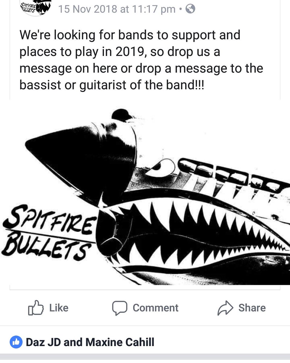 We're looking for more gigs to play, contact us through our Facebook page please!!!