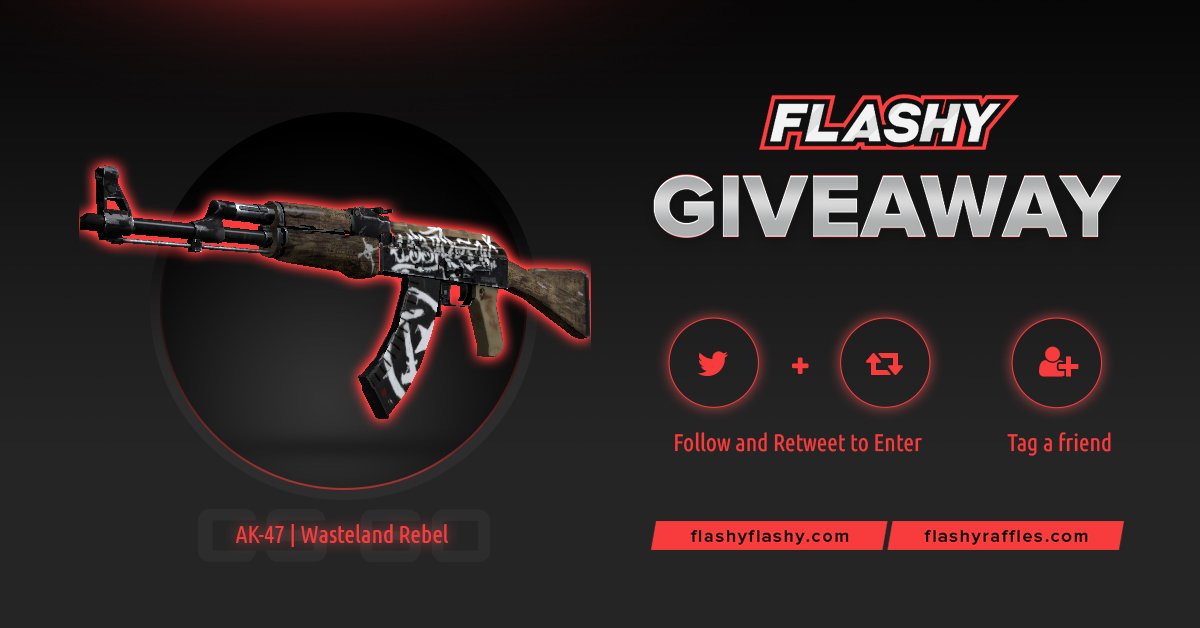 🔥 24H GIVEAWAY !!! 🏆 AK-47 | Wasteland Rebel !

To win:
🔻 Visit to support us: flashyflashy.com
🔻 Visit for more raffles: flashyraffles.com
🔻 Retweet
🔻 Follow us
🔻 Turn on twitter notifications

#flashyflashy #giveaway #csgoskins #CSGOGiveaway