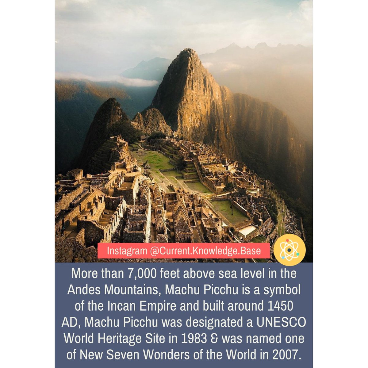 More than 7,000 feet above sea level in the #AndesMountains, #MachuPicchu #Peru is A symbol of the #IncanEmpire and built around 1450AD #UNESCO #World #HeritageSite #SevenWonders #World

#PeopleChoiceVISWASAM #Brexit #10yearscallenge #WednesdayWisdom