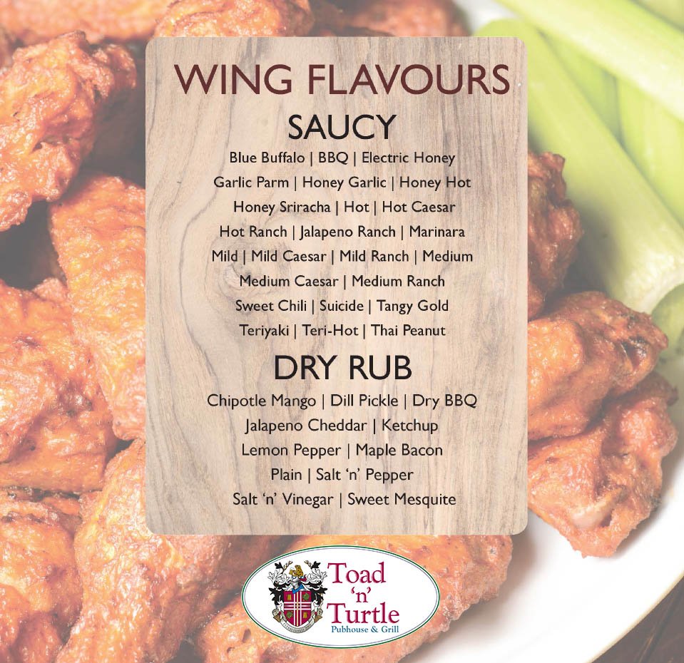 Wings for Wings! RT this tweet of our wing flavours & follow us to enter to win tix to see the @NHLFlames play the Wings this Friday night! Oh, & tonight is wing night: 1lb of wings for $5.95! #YYC #Contest #GoFlamesGo #ChickenWings