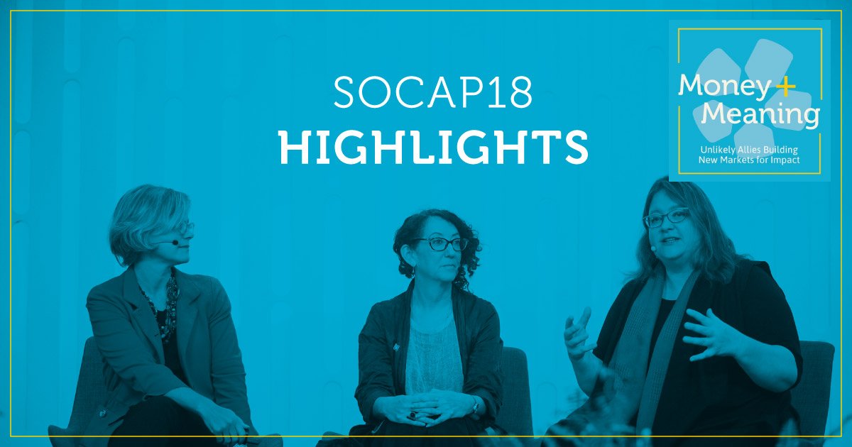 SOCAPmarkets's tweet photo. We are excited about our new season of the #MoneyandMeaning Podcast. In this episode, we share a selection of main stage highlights from #SOCAP18. Hear insights from @AnandWrites, @CriterionJoy, @mkapor and other luminaries live from #SOCAP. https://t.co/6LWykosHEJ https://t.co/MrMn1qG2DC