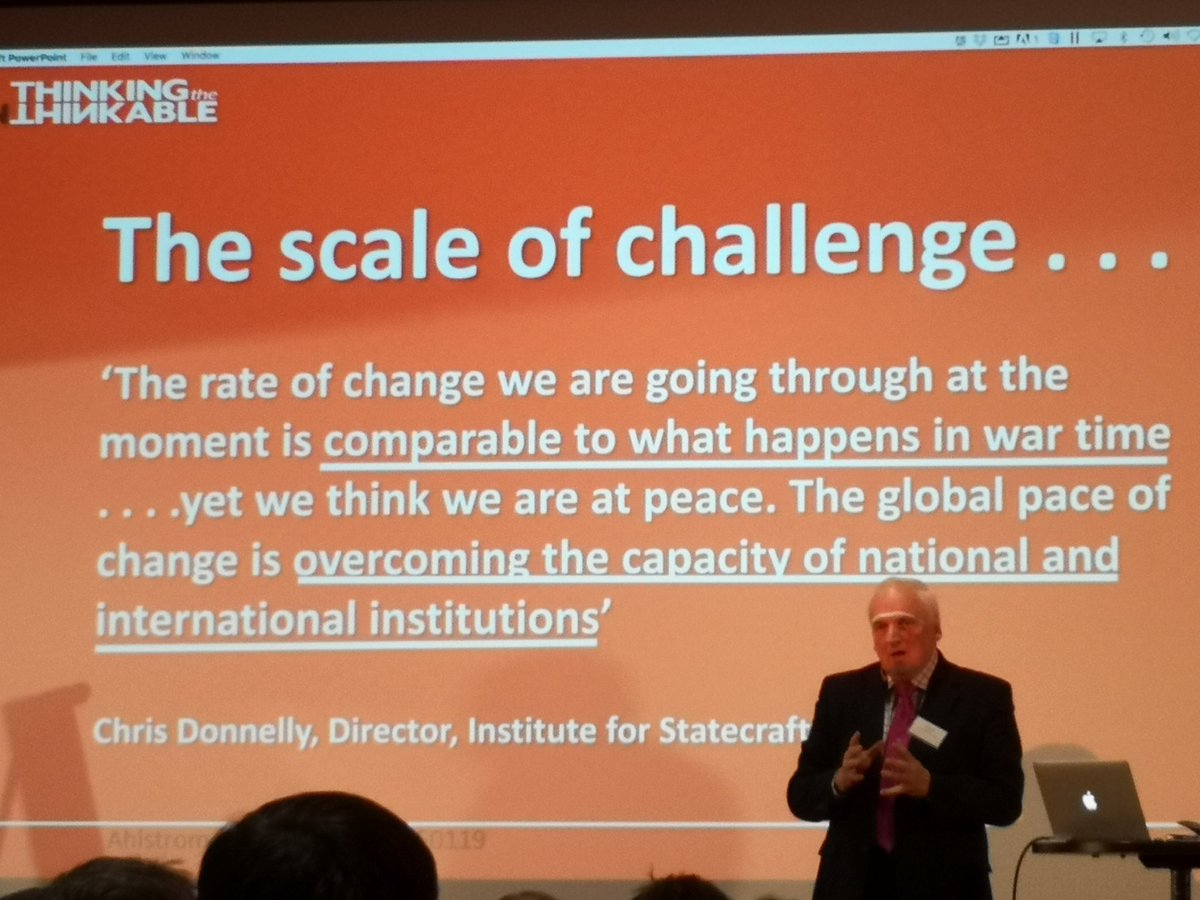 A thought provoking presentation by <a href="/NikGowing/">Nik Gowing</a> yesterday at Ahlström Capital Network Day about the new #instability in the world and what is needed from #companies to survive: #awareness #receptivenesd #thinking since the #change is fast and #unpredictable