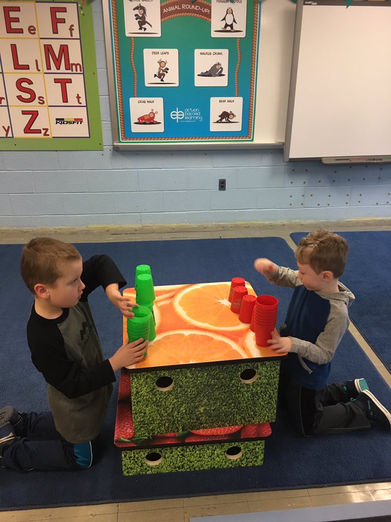 SASKinesthetic's tweet photo. Ryan and Andrew from Mrs. Ebers class are dialed in at the cup stacking station.

Cup stacking is instrumental in developing students dexterity and manipulative skills.

Great job boys! https://t.co/qdZI2eFQwc